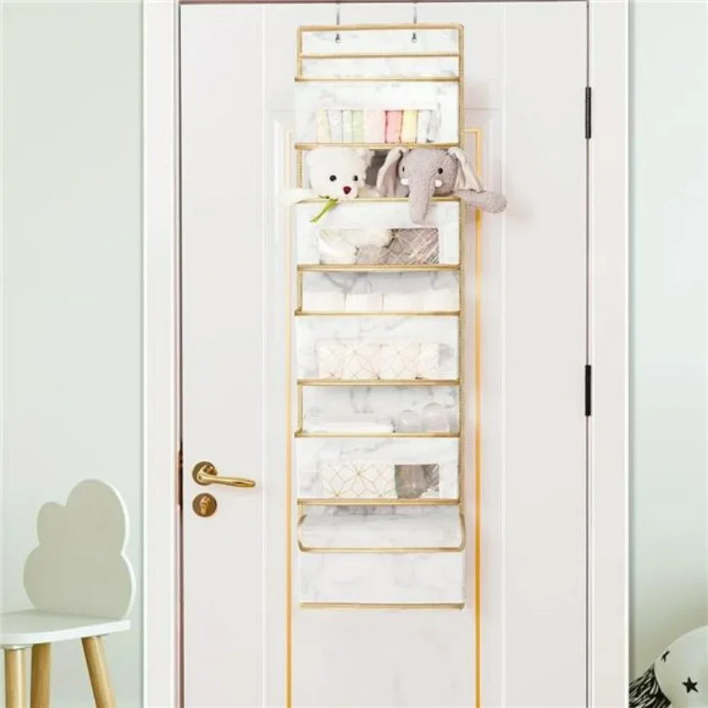 Over Door Hanging Organizer 5 Shelf Marble Closet Storage for Bathroom Nursery